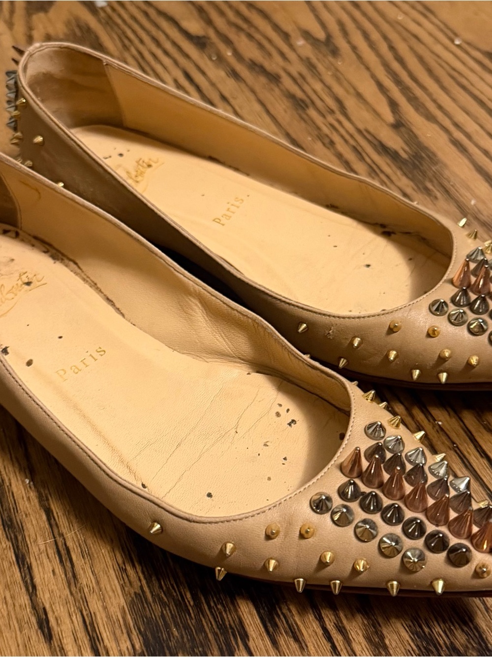 Authentic Christian Louboutin Spiked Flats – Size 36